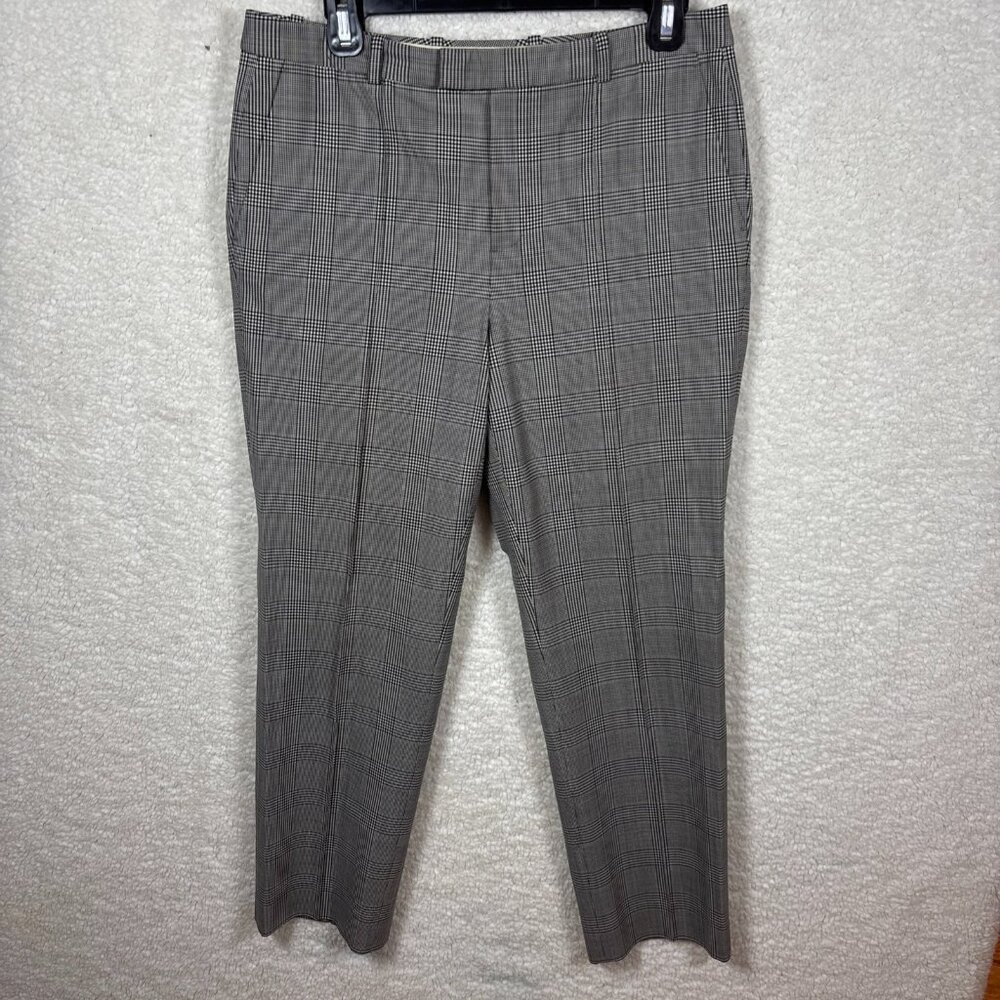 J. Crew Pull-On Straight Leg Pant in Glen Plaid English Wool, Sz4